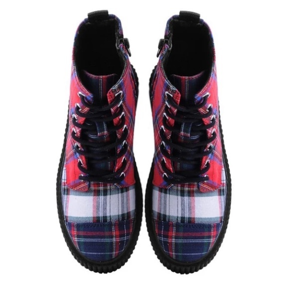 TUK mixed plaid Casbah creeper combat boots - Picture 8 of 11